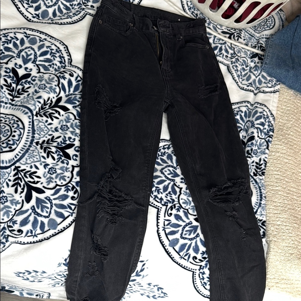 Distressed Black Jeans for Women